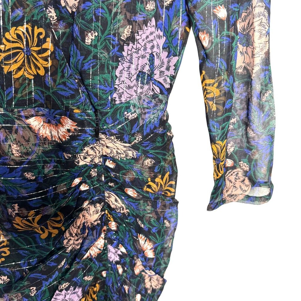 Veronica Beard Peppa Sheer Romantic Floral Silk Mini Blouse Dress Women's size 8 - Picture 10 of 12